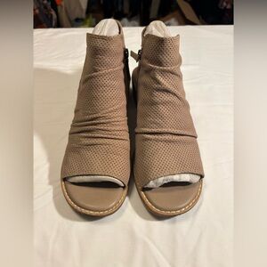 Comfortiva Pillowtop Memory Foam Brown Peep-Toe Ankle Booties